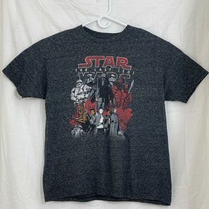 Star Wars The Last Jedi Cast Graphic Tee Unisex L Heathered Black